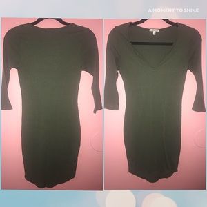 Olive green Body-con dress.